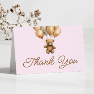 Carte De Remerciements Boho Teddy Bear Beary Première fête d'anniversaire