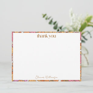 Carte De Remerciements Boho Terreux Orange Floral Mariage Sur Mesure