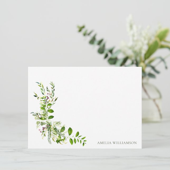 Carte De Remerciements Boho Végétal Aquarelle Floral Shower de Mariage (Debout devant)