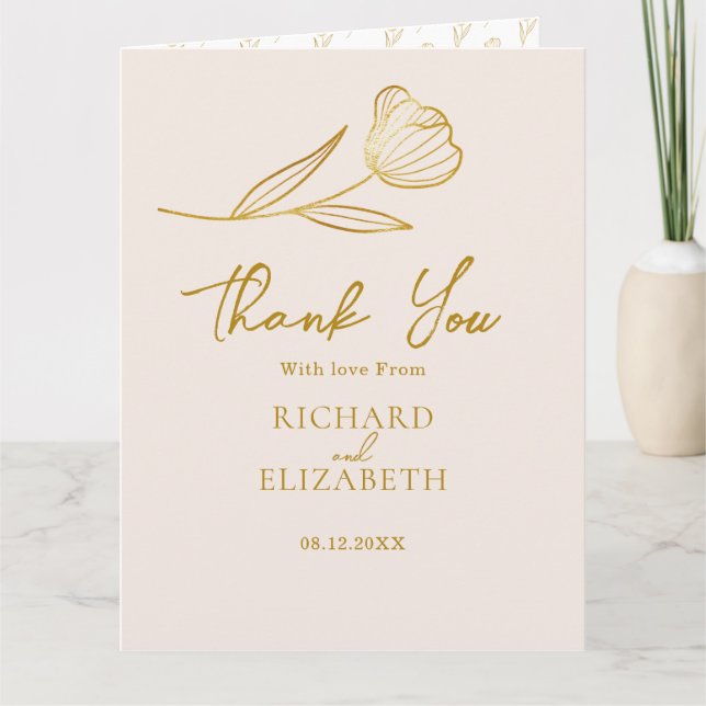 Carte De Remerciements Boho végétal Mariage minimal (Devant)