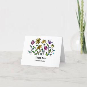 Carte De Remerciements Boho violet Fleurs sauvages jaunes Personnalisé Ré