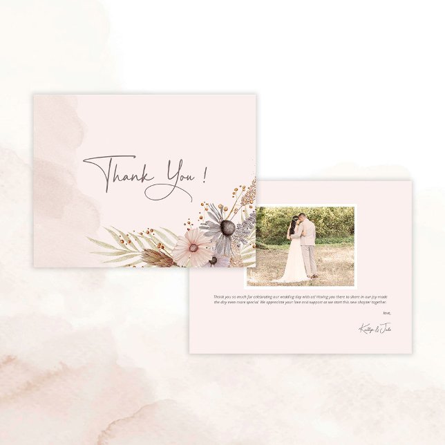 Carte De Remerciements Boho Wedding Thank You Card (Boho Floral Wedding Thank You Card)