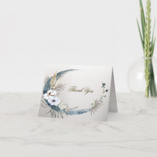 Carte De Remerciements Boho White Orchidée Fleurs Blue Moon Elegant Party