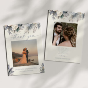 Carte De Remerciements Boho White Rose Floral Mariage Jardin