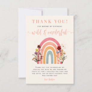 Carte De Remerciements Boho Wild & Onederder Fleur sauvage Rainbow Annive