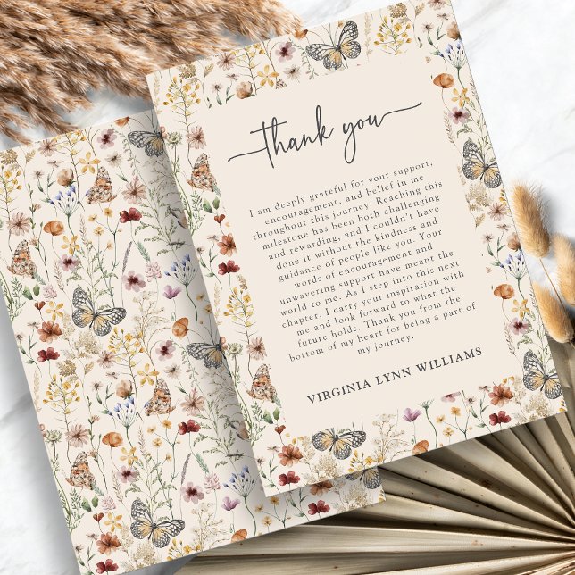 Carte De Remerciements Boho Wildflower (Boho Wildflower Thank You Card with Butterflies by Painted Paperie
)