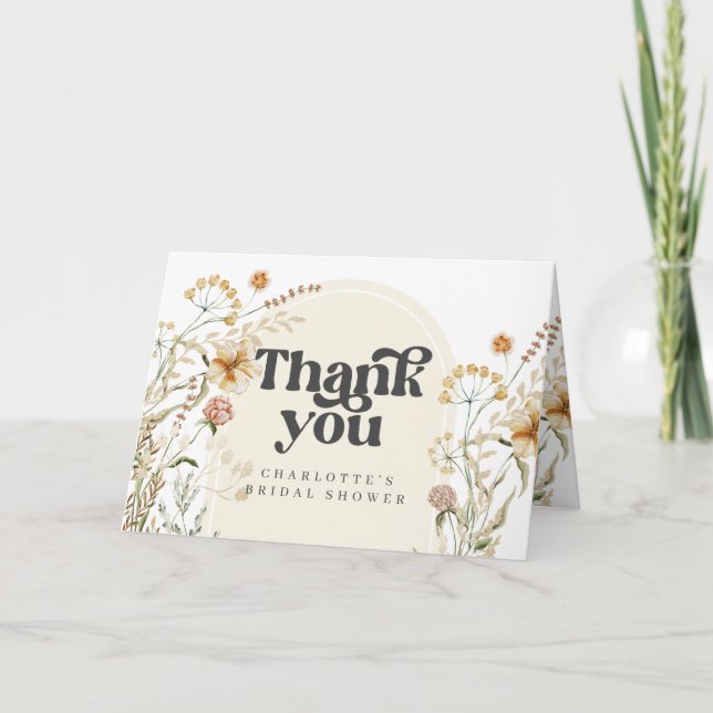 Carte De Remerciements Boho Wildflowers Arch Fête de Remerciement pour la (Devant)