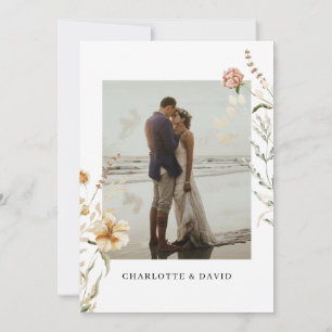 Carte De Remerciements Boho Wildflowers Photo Baby Shower Mariage