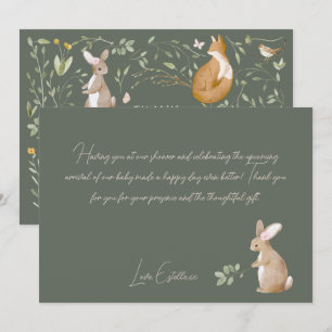Carte De Remerciements Boho Woodland Animaux Forest Friends Baby shower