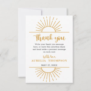 Carte De Remerciements Boho Yellow Little Ray Sunshine Sur Le Chemin Baby