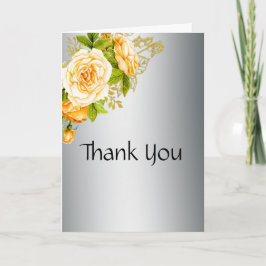 Carte De Remerciements Boho Yellow Roses Mariage en argent