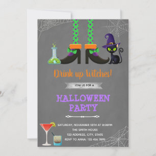 Carte De Remerciements Boire des sorcières à l'invitation de l'halloween