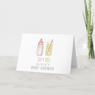 Carte De Remerciements Boire Et Voir, Bienvenue Bébé Fille, Nouvelle Fête