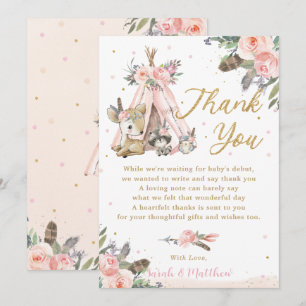 Carte De Remerciements Bois Animaux Boho Baby shower tribal Boho Annivers