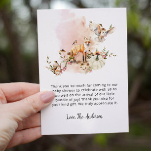 Carte De Remerciements Bois Animaux Citrouille Automne Baby shower floral