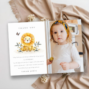 Carte De Remerciements Bois Bébé Lion Foliage Photo N'Importe Quel Âge An