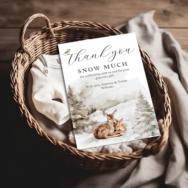 Carte De Remerciements Bois d'hiver Oh Deer Thème Baby Boy Douche (Créateur téléchargé)