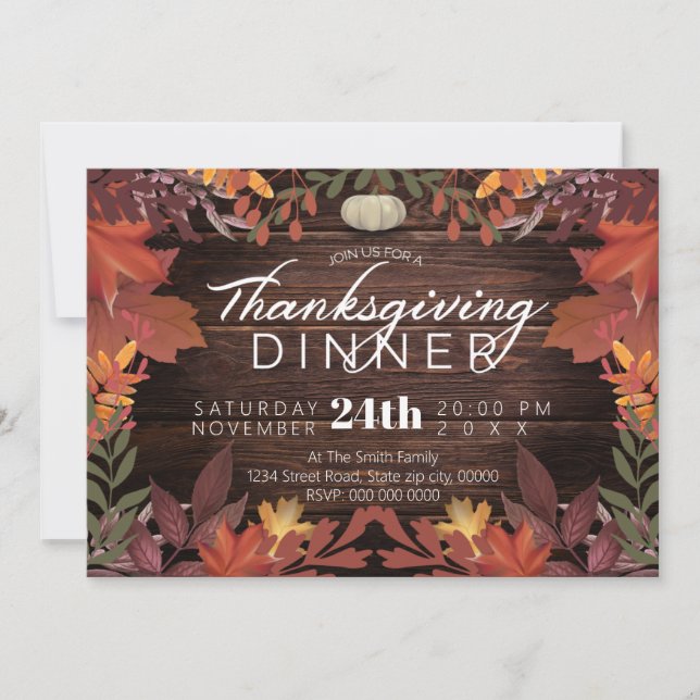 Carte De Remerciements Bois Dîner d'action de graisse feuille d'automne (Devant)