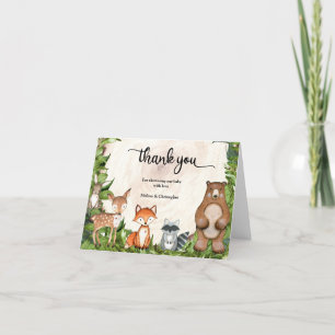 Carte De Remerciements Bois en tranches de bois forêt animaux pliés
