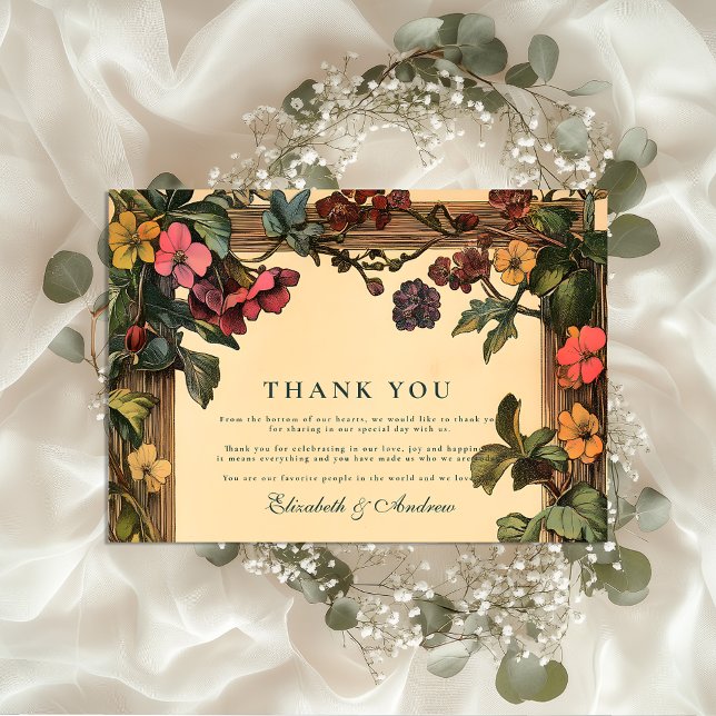 Carte De Remerciements Bois Floral Art Nouveau Mariage (Créateur téléchargé)
