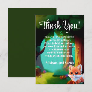 Carte De Remerciements Bois forêt animal mignon bébé foin