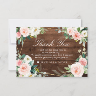 Carte De Remerciements Bois rousse Mariage botanique floral