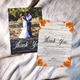 Carte De Remerciements Bois Rustique Chute En Amour Chaîne Mariage
