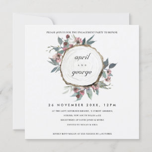 CARTE DE REMERCIEMENTS BOIS RUSTIQUE LICE ROSE FIANÇAILLES FLORAL INVITAT