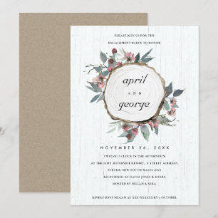CARTE DE REMERCIEMENTS BOIS RUSTIQUE LICE ROSE FIANÇAILLES FLORAL INVITAT