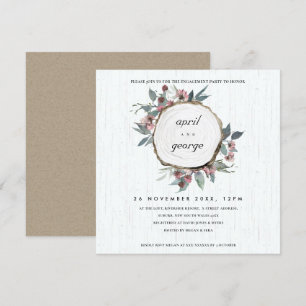 CARTE DE REMERCIEMENTS BOIS RUSTIQUE LICE ROSE FIANÇAILLES FLORAL INVITAT
