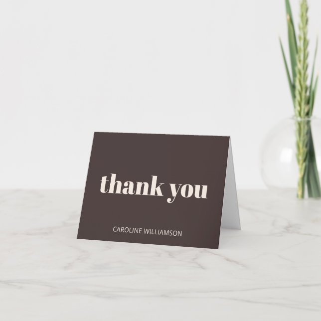 Carte De Remerciements Bold Typography Modern Brown Birthday Party Custom (Devant)