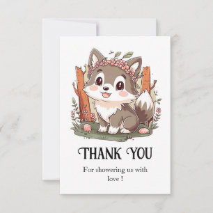 Carte De Remerciements Bon Baby shower de loup mignon