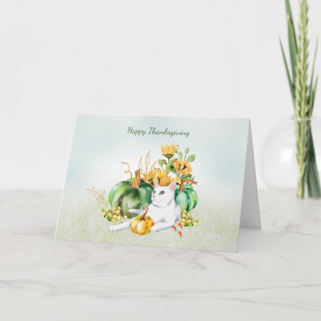 Carte De Remerciements Bon thanksgiving du chat (Devant)