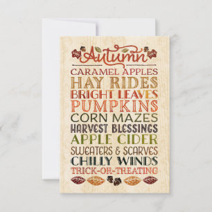 Carte De Remerciements Bon thanksgiving Mots descriptifs Automne