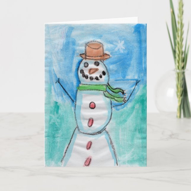 Carte De Remerciements Bonheur de bonhomme de neige - Art pour enfants po (Devant)