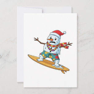 Carte De Remerciements Bonhomme de neige surfeur Noël 2026 Vacances drôle