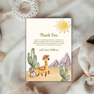 Carte De Remerciements Bonjour Baby Desert Cactus Llama Cowboy Baby showe