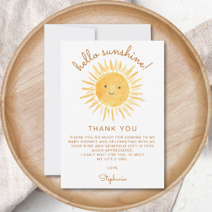 Carte De Remerciements Bonjour Baby shower Sunshine