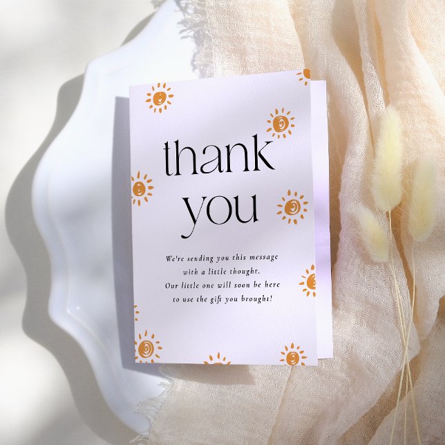 Carte De Remerciements Bonjour bébé | Baby shower Sunshine Boho (Créateur téléchargé)