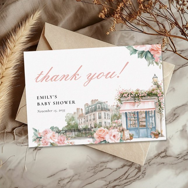 Carte De Remerciements Bonjour Bébé Paris Baby shower français (Créateur téléchargé)