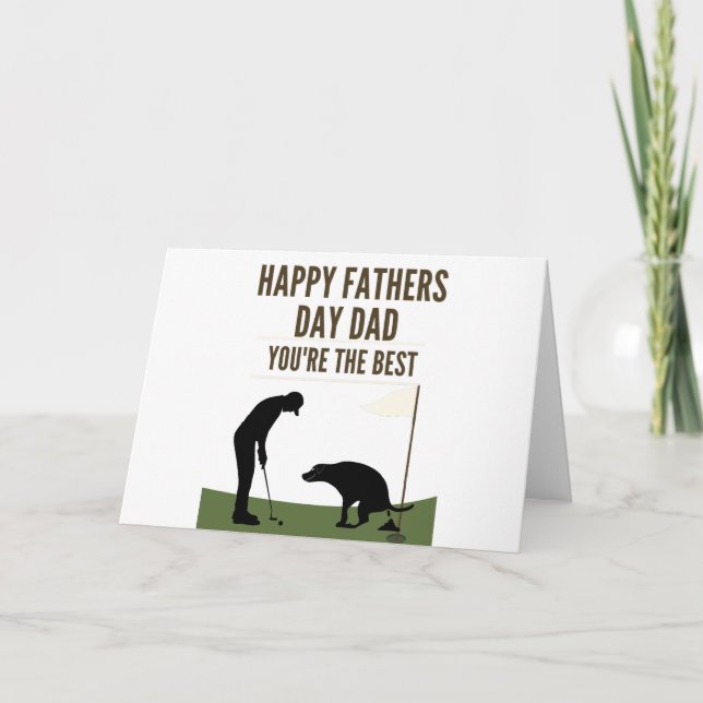 Carte De Remerciements Bonne Fête des pères Papa Golfing Chien Poop (Devant)