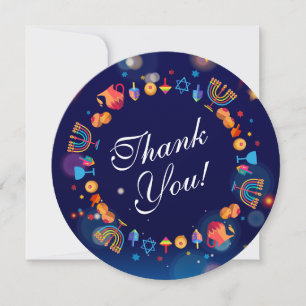 Carte De Remerciements Bonne fête Hanoukka belle décoration personnalisée