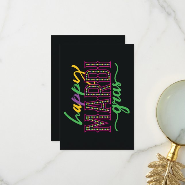 Carte De Remerciements Bonne Personnaliser Mardi Gras (Devant/Arrière en situation)