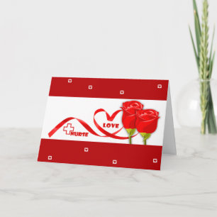 Carte De Remerciements Bonne Semaine des infirmières. Roses rouges et car