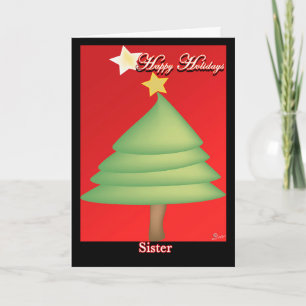 Carte De Remerciements Bonne soeur de Vacances Green Pine étoile brillant