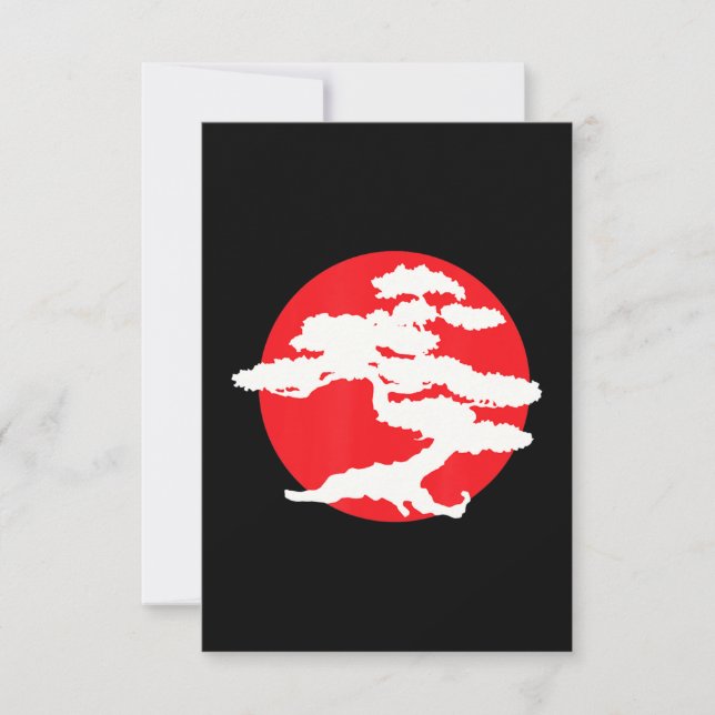 Carte De Remerciements Bonsai Arbre Avec Rouge Soleil Japonais Karate Zen (Devant)