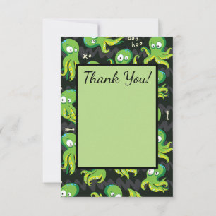 Carte De Remerciements Boo Octopus Green Kids Clothing & Décor