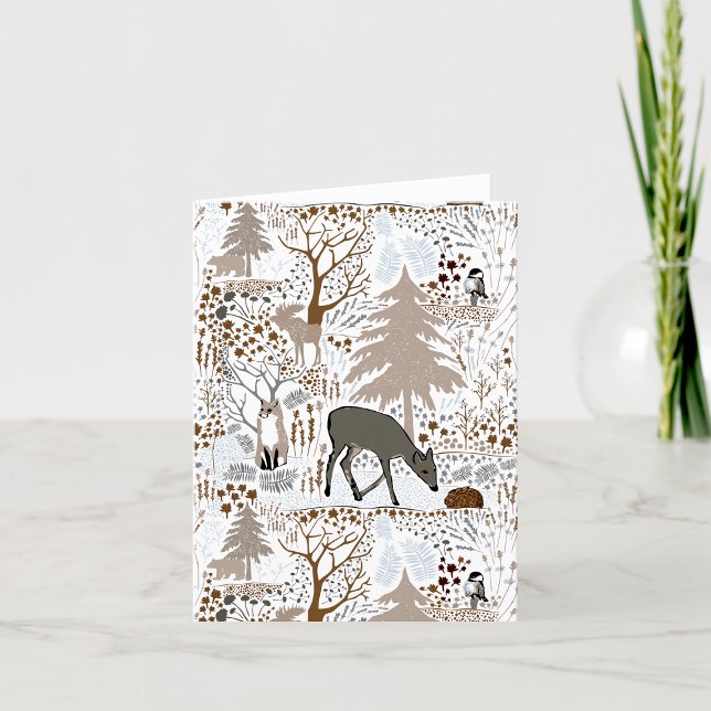 Carte De Remerciements Boodland Wildlife Deer Fox Moose Salutation Ou Bla (Woodland Wildlife Deer Fox Moose Greeting Or Blank Thank You Card by Jenn Steffen Art)