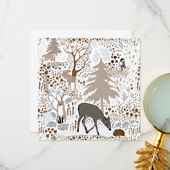 Carte De Remerciements Boodland Wildlife Deer Fox Moose Salutation Ou Bla (Woodland Wildlife Deer Fox Moose Greeting Or Blank Thank You Card from Jenn Steffen Art)