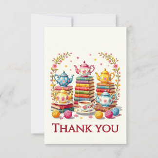 Carte De Remerciements Books,Tea Pots and Yarn Balls